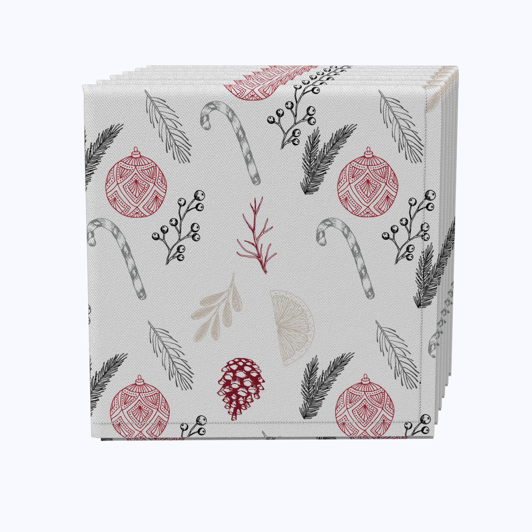 Christmas Tree Decorations - 12 Pack Cotton Holiday Napkins for Festive Table Settings, Xmas Dinner & Party Decor - Red & Green Holiday Designs