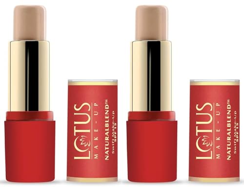 Lotus Make-Up NaturalBlend Swift Makeup Stick - Natural Beige SPF 15 | All-in-One Foundation, Concealer & Blush | Dermatologist Tested | 10g (2-Pack) | Perfect for Daily Wear & On-the-Go Touch Ups