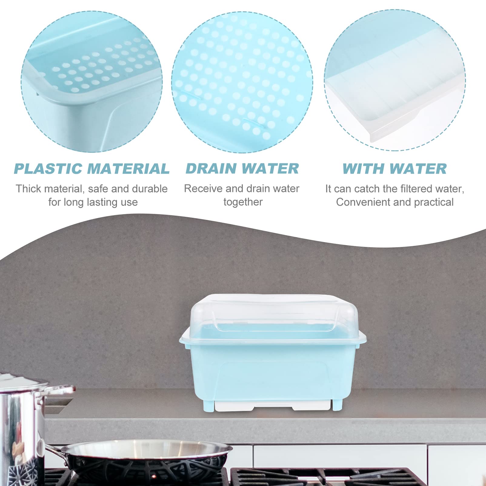 Operitacx Baby Bottle Storage Box & Kitchen Dish Drying Rack - Multi-Purpose Organizer for Bowls, Chopsticks, Utensils with Lid Cover - Perfect for Baby Feeding, Restaurant Kitchen & Home Organization
