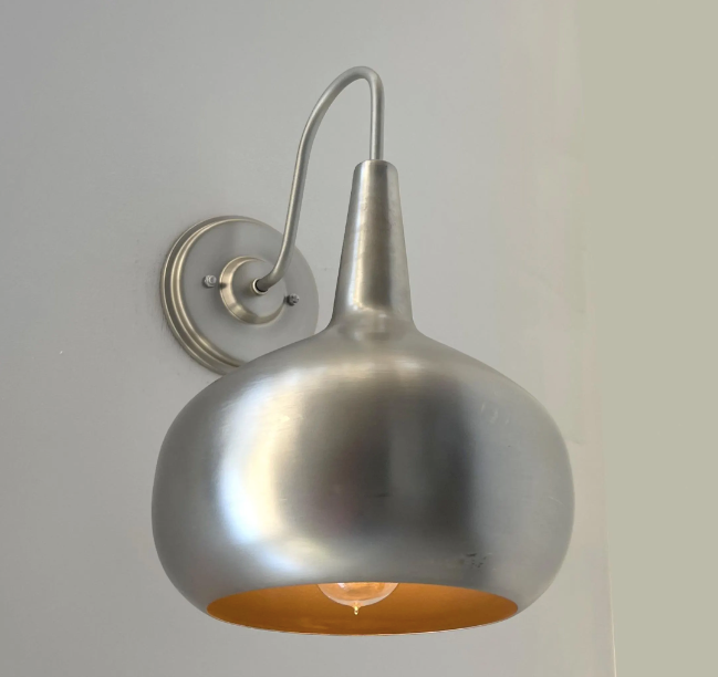 Modern Polished Steel Wall Sconce Light Fixture - Large Size for Living Room, Bedroom, or Hallway Lighting Decor