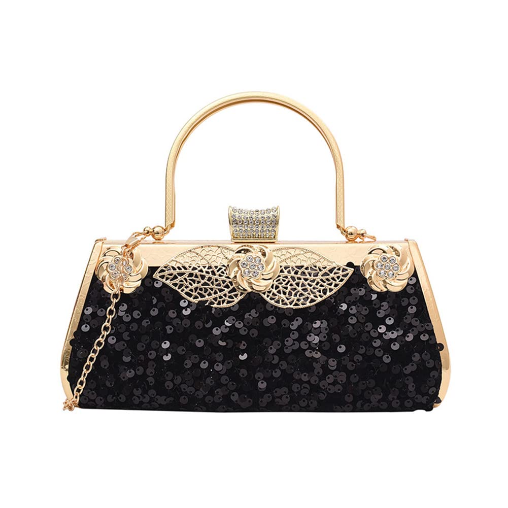 Sparkly Sequin Chain Shoulder Bag for Women - Elegant Rhinestone Evening Clutch with Top Handle - Perfect for Parties, Weddings & Special Occasions