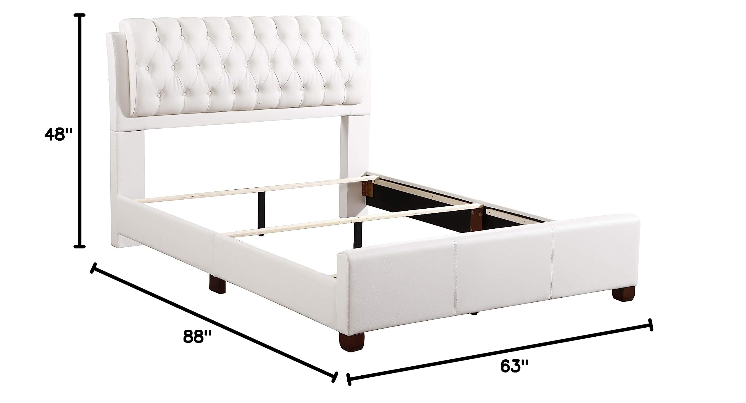 Glory Furniture White Queen Size Sleigh Bed with 2 Storage Boxes - Perfect for Master Bedroom, Guest Room & Small Space Living