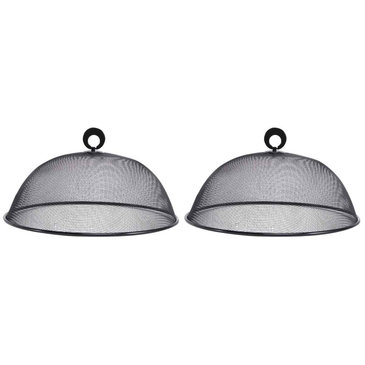 2 Pack Stainless Steel Mesh Food Covers - Reusable Round Dining Table Umbrella for Outdoor Picnic, BBQ, Camping & Party - Black Food Tent Lid for Flies & Insects Protection