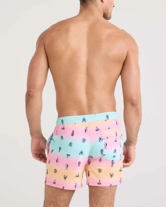 Saxx 5 Inch Oh Buoy 2-in-1 Volley Swim Trunks for Men - Quick Dry Ombre Swim Shorts with Built-in Liner - Perfect for Beach, Pool, and Summer Vacation Activities