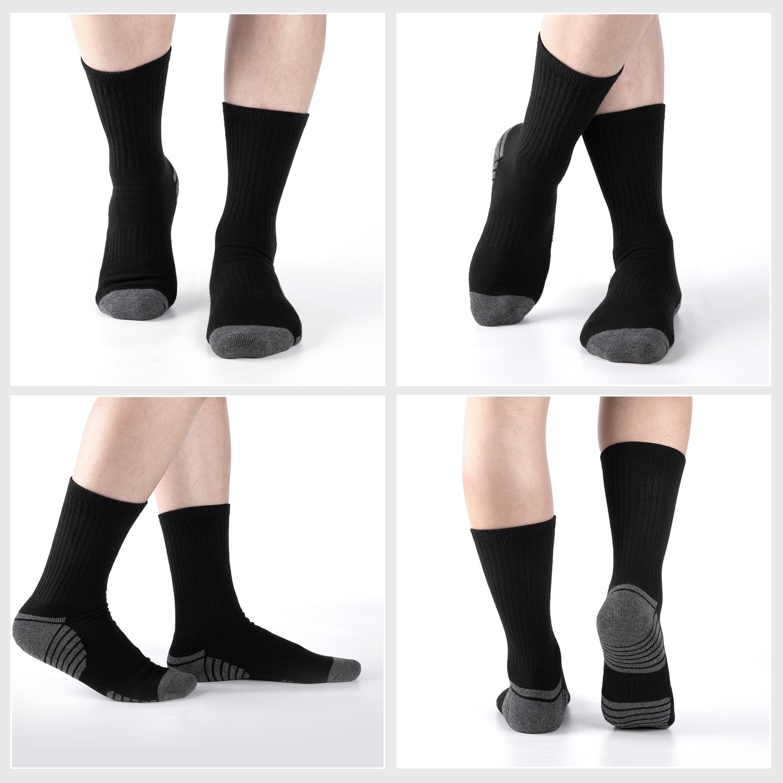 COOVAN 8 Pairs Men's Athletic Crew Socks - Moisture Wicking Cushioned Work Socks for Running, Hiking & Gym - 8 Pack Breathable Comfort Socks for Daily Wear & Sports Activities