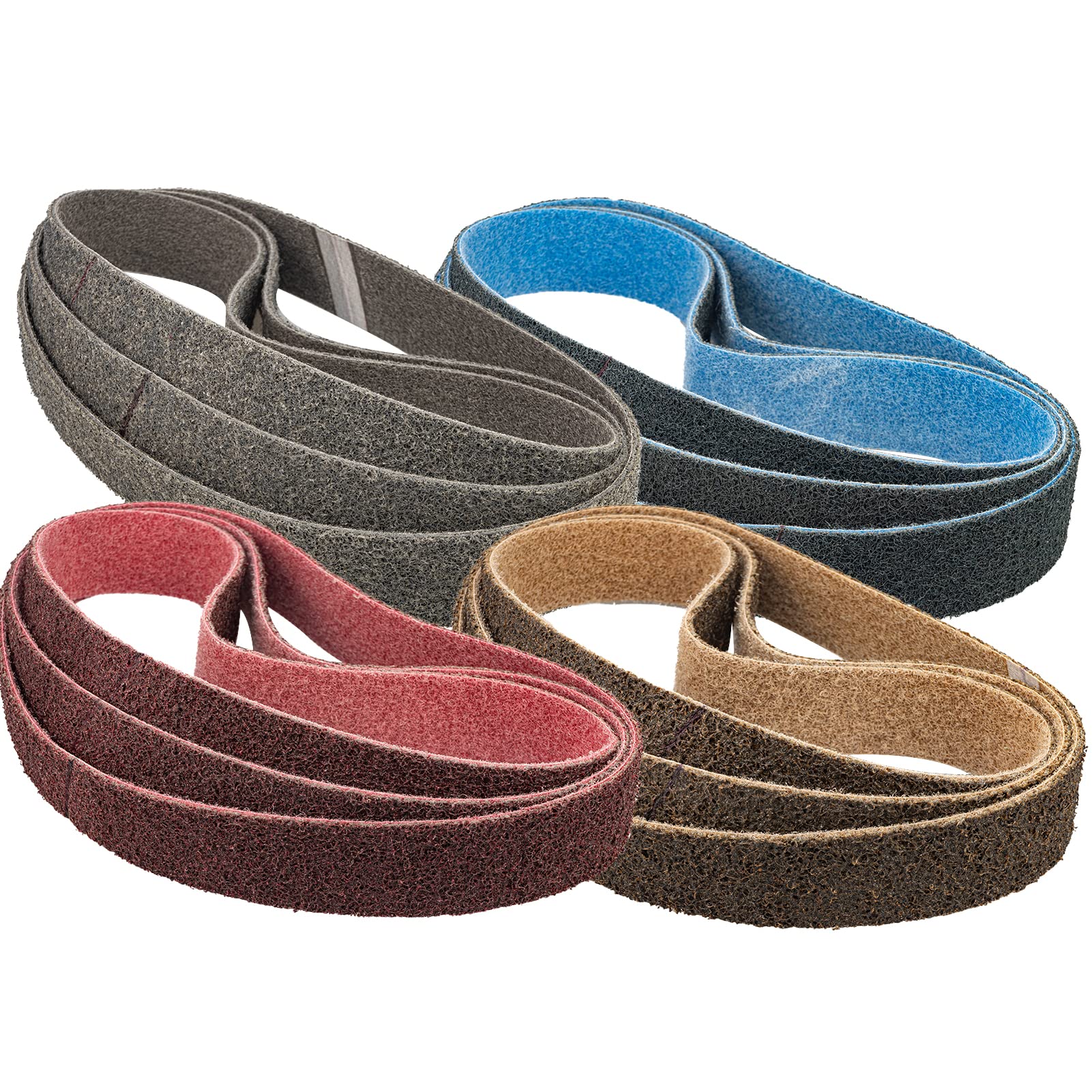 40 x 760mm Nylon Sanding Belt 12-Pack - 3 Each of 150/240/400/600 Grit Non-Woven Abrasive Belts for Surface Conditioning, Polishing & Grinding - Perfect for Pipes, Curved Surfaces & Handrails - Ideal for Woodworking, Metal Finishing & DIY Home Improvement Projects