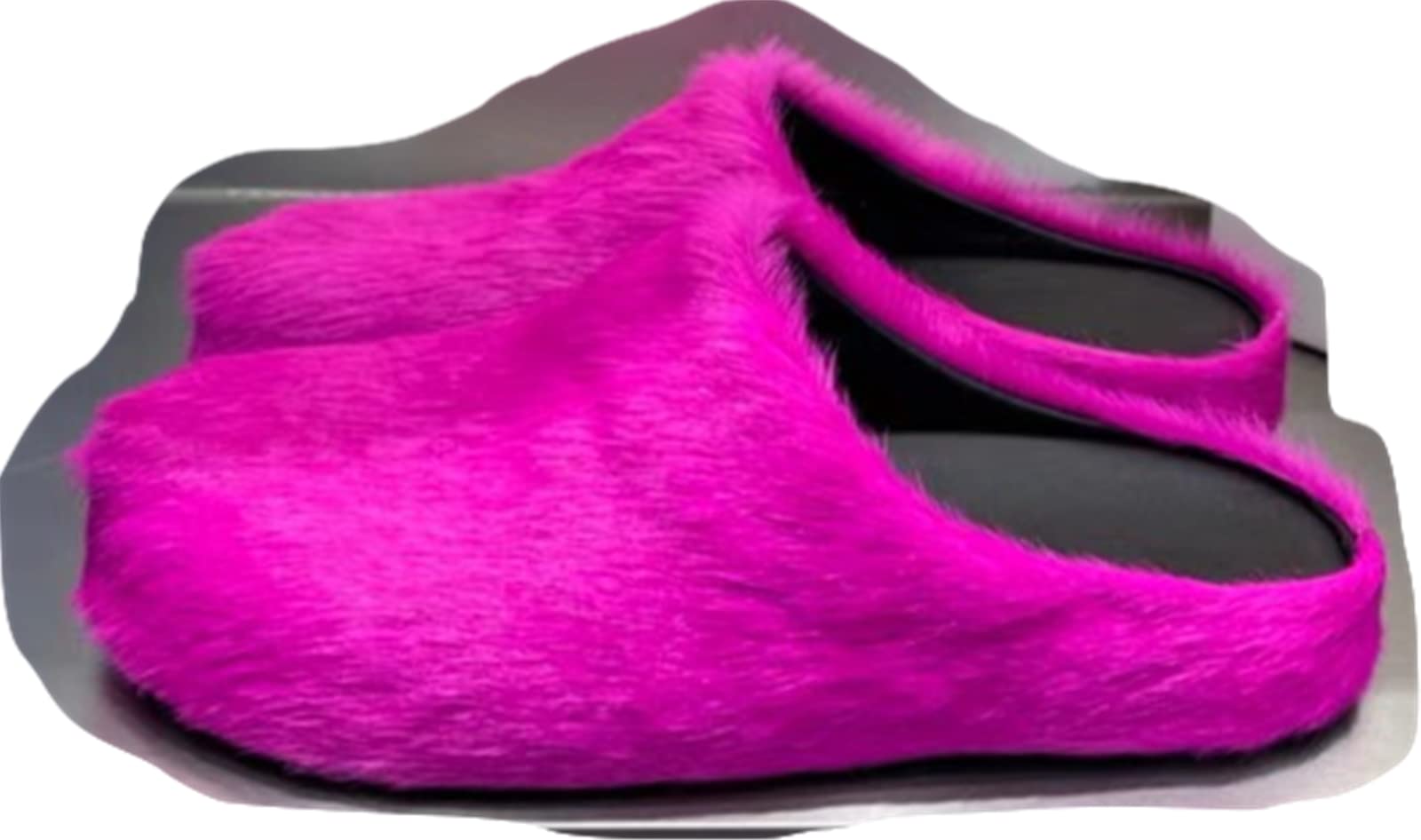 MSS3 Genuine Goat Hair Slides - Thick Sole Solid Color Closed-Toe Slippers for Women (Size 10, Rose Red) | Cozy Winter & Autumn Indoor/Outdoor House Shoes for Home, Office and Travel Comfort