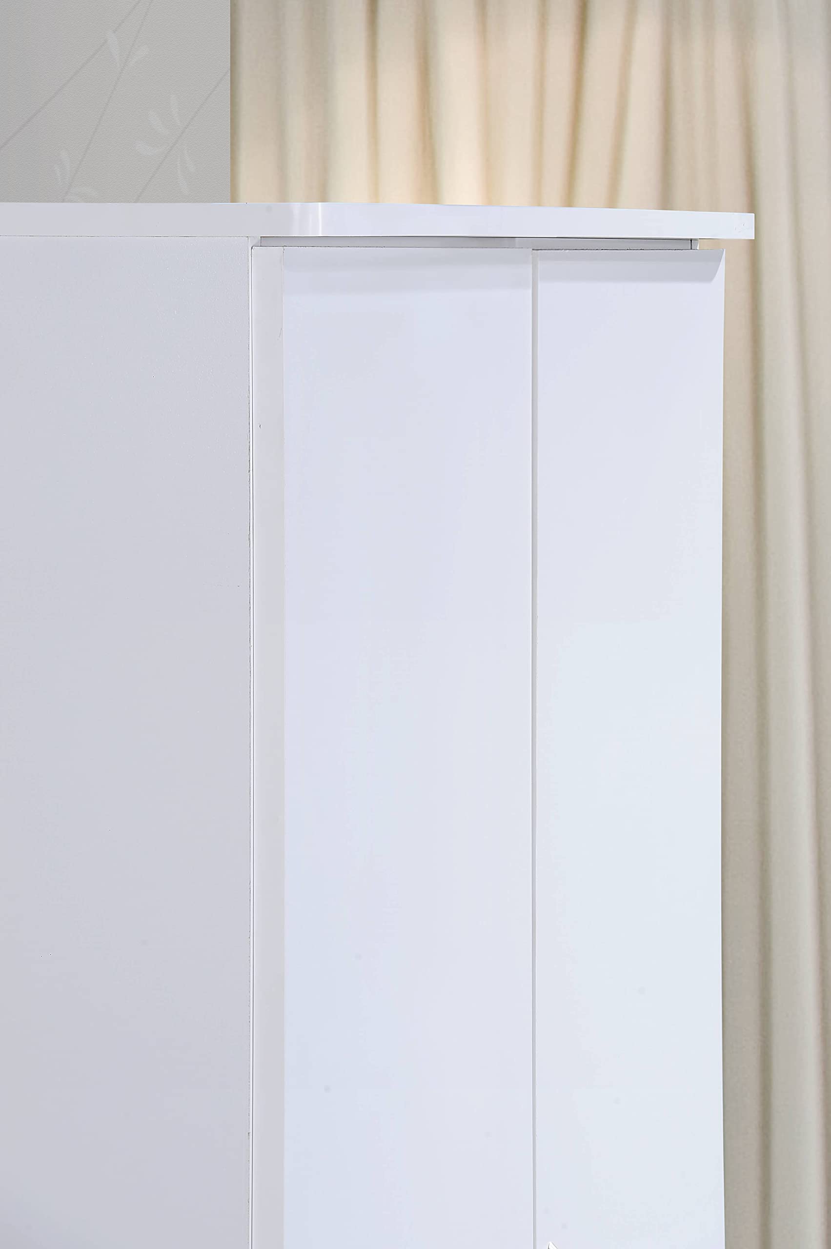 HODEDAH 2 Door Wood Wardrobe Closet with Hanging Rod & 2 Storage Drawers - White | Freestanding Bedroom Cabinet for Clothes Organization & Home Storage