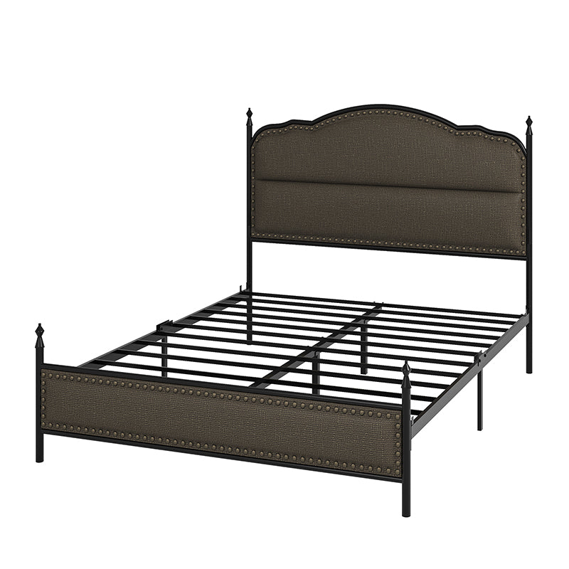 Ernesto 61 Industrial King & Queen Size Platform Bed Frame - Modern Metal & Wood Design for Bedroom, Guest Room, Loft or Studio Apartment