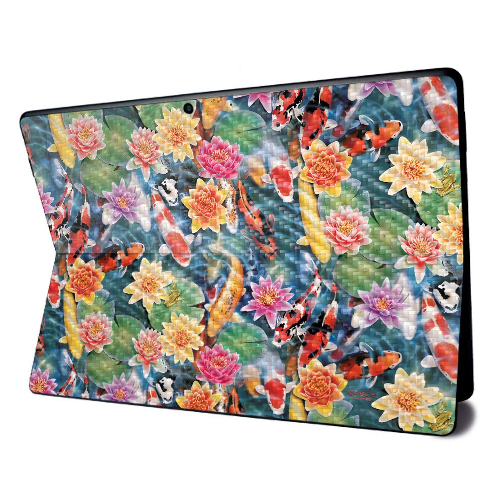 MightySkins Carbon Fiber Skin for Microsoft Surface Pro X - Koi Pond Design | Textured Protective Cover | Easy to Apply & Remove | Made in USA | Perfect for Work, Travel & School