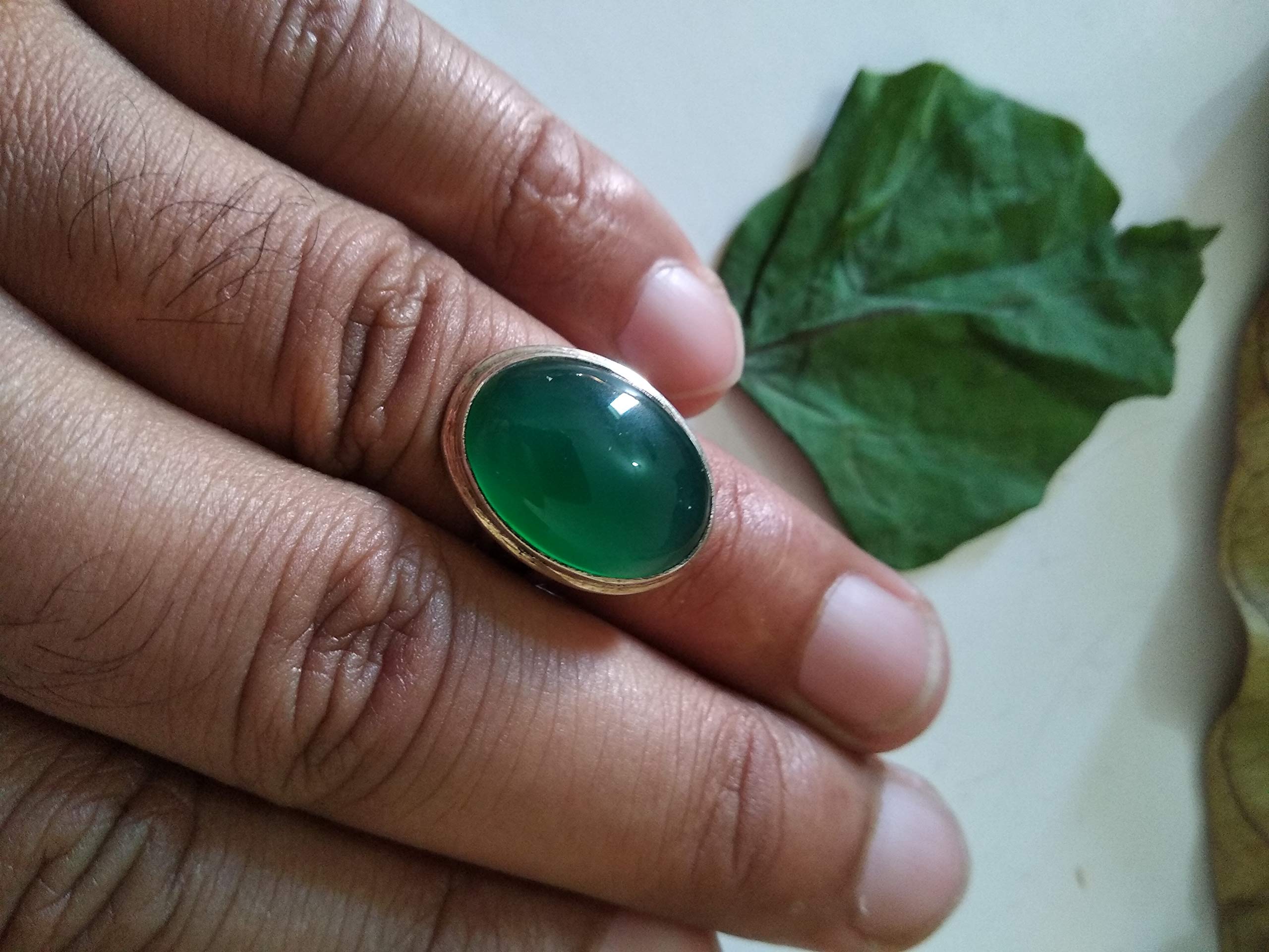 925 Sterling Silver Green Onyx Ring - December Birthstone, Promise & Engagement Ring, Natural Cabochon Gemstone Jewelry for Women | Perfect Wedding, Bridesmaid Gift & Boho Chic Mermaid Style Accessory for Everyday Wear & Special Occasions