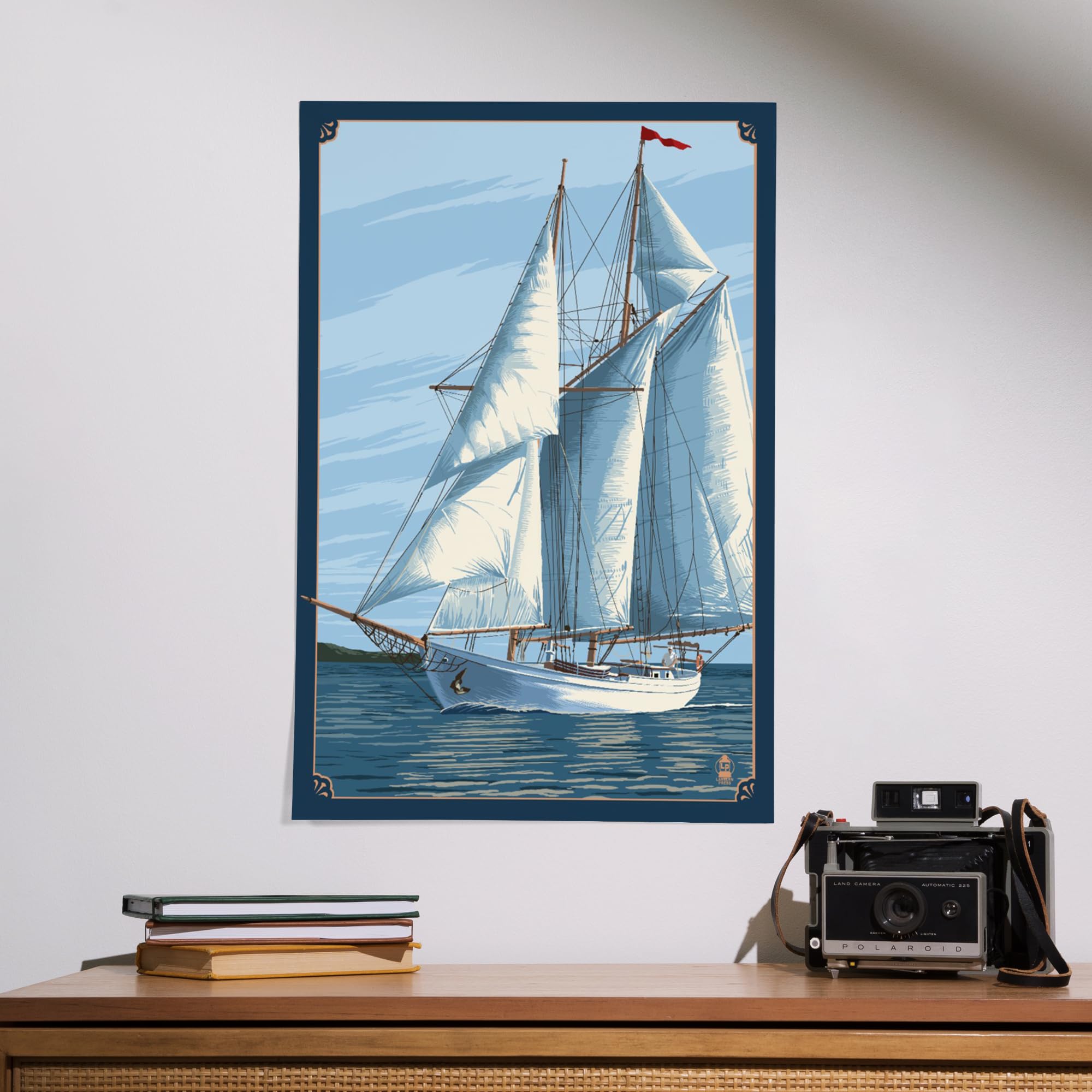 Lantern Press 16x24 Inch Giclee Art Print - Premium Sailboat Wall Decor | Coastal Nautical Wall Art for Living Room, Bedroom & Office