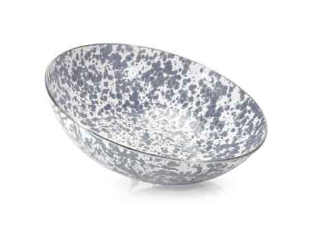 Gray Swirl Enamelware 5 Quart Serving Bowl - Vintage Style Enamel Serving Dish for Soups, Salads, Pasta - Perfect for Family Dinners & Outdoor Picnics