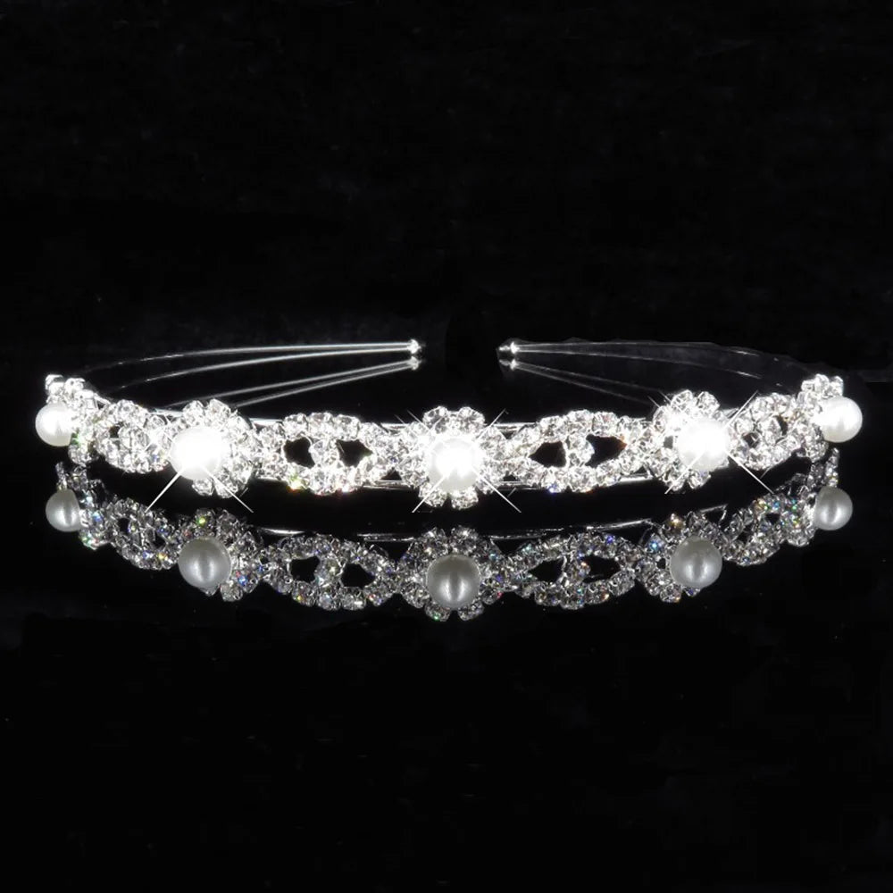 AINAMEISI Elegant Bridal Hair Accessories for Women - Pearl Crystal Rhinestone Wedding Tiara Crown | Perfect for Bridal Shower, Wedding Ceremony & Special Occasions