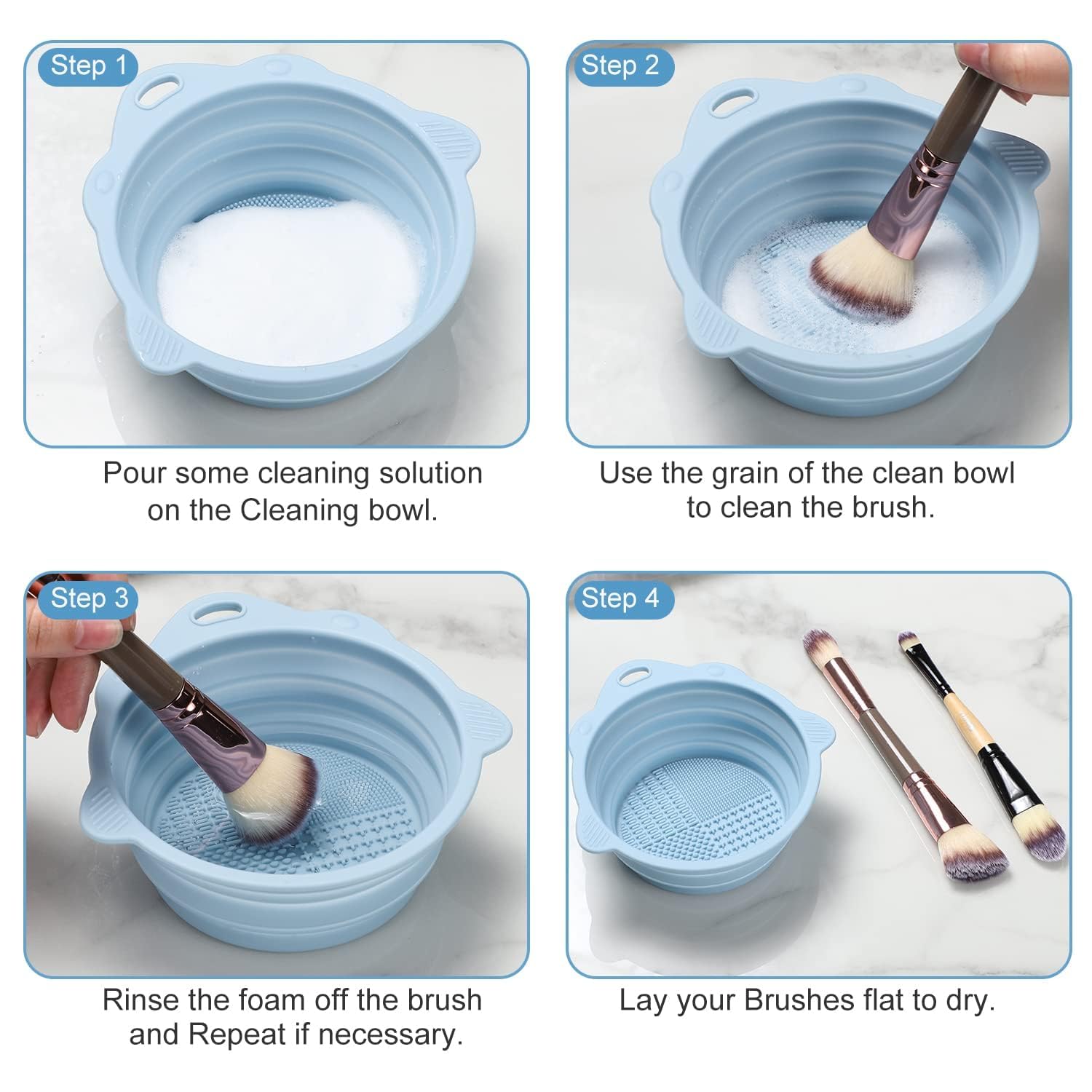 Portable Silicone Makeup Brush Cleaner Bowl - Easy Washing Tool for Brushes & Sponges | Travel & Home Use