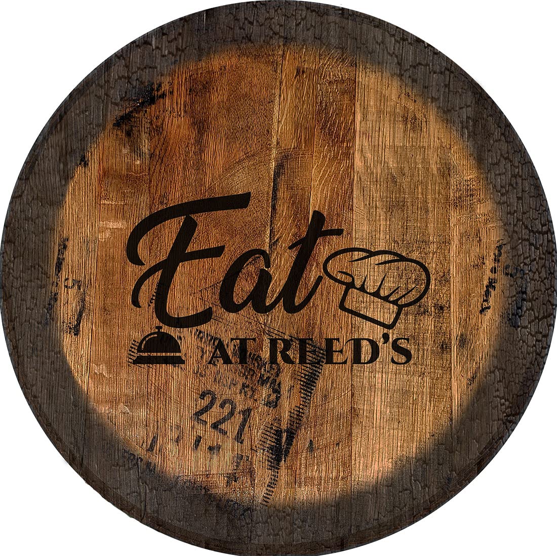 PS Prints Comfy Kitchen Sign - Large Oak Whiskey Barrel Lid Wall Decor for Rustic Farmhouse & Bar Decor | Perfect for Kitchen, Dining Room, Pub, or Man Cave