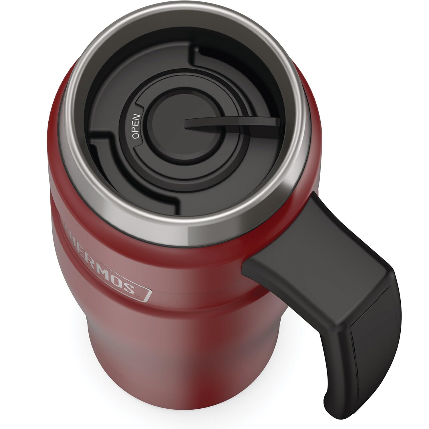 THERMOS Stainless King 16oz Vacuum-Insulated Travel Mug - Rustic Red - Keeps Drinks Hot/Cold for Hours - Perfect for Commuting, Camping & Office Use