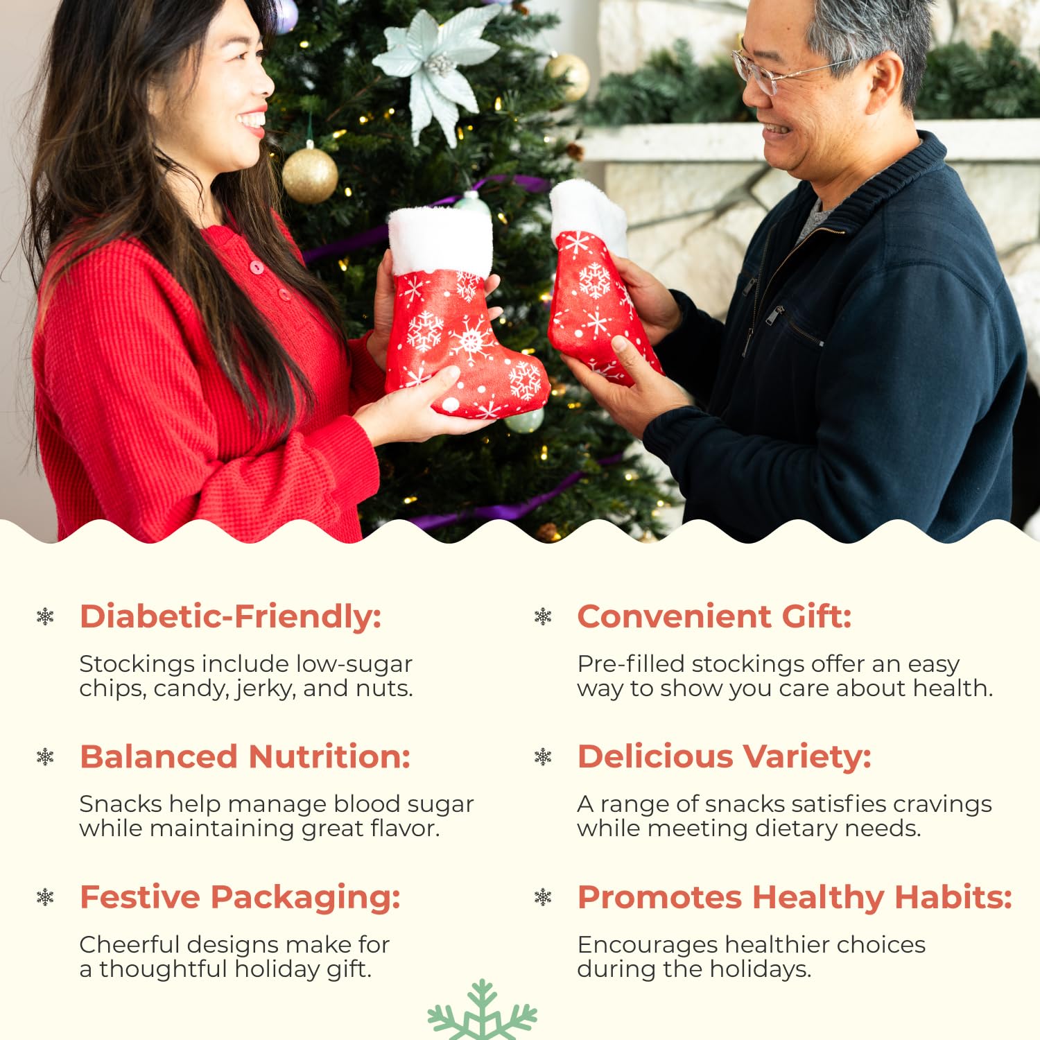 Keto Diabetic Christmas Stockings - Healthy Low Carb Snacks Gift Set with Sugar-Free Candy & Chocolate - Perfect for Diabetic-Friendly Holiday Gifting & Keto Diet Lovers