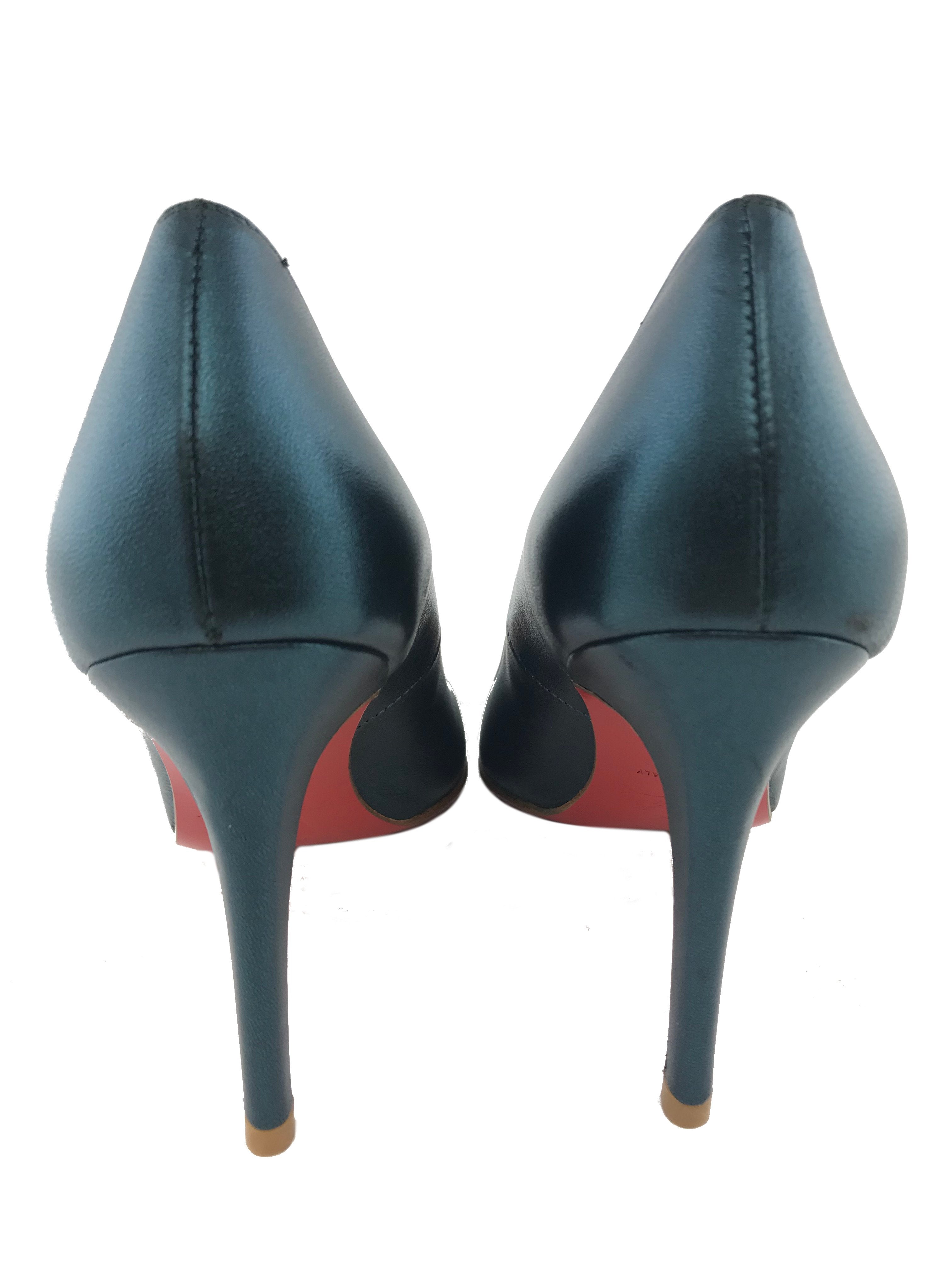 Christian Louboutin Simple 100 Nappa Laminato Pumps Women's Size 6 - Luxury Red Sole Heels for Weddings, Parties & Evening Events