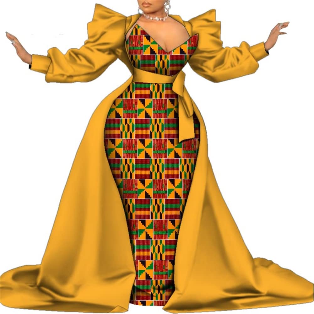 Stylish African Ankara Kente Print Mermaid Pencil Dress for Women - Elegant Two-Piece Evening Outfit for Parties, Weddings & Special Occasions