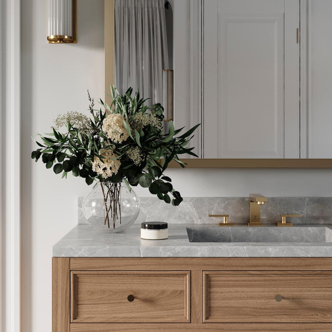ZLINE Crystal Bay Bathroom Faucet - CBY BF Series - Modern Waterfall Spout Bathroom Sink Faucet with Lever Handle for Vanity, Powder Room & Guest Bath (Brushed Nickel Finish)