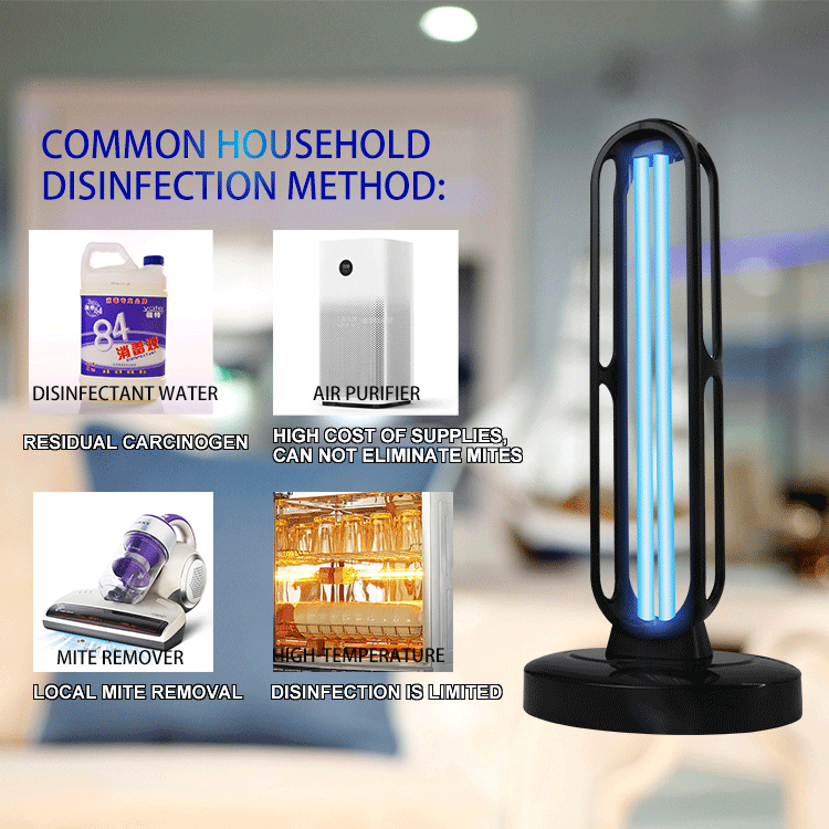 38W UV Sterilization Lamp with Safety Features - Portable Disinfection Light for Home, Office, and Travel Use