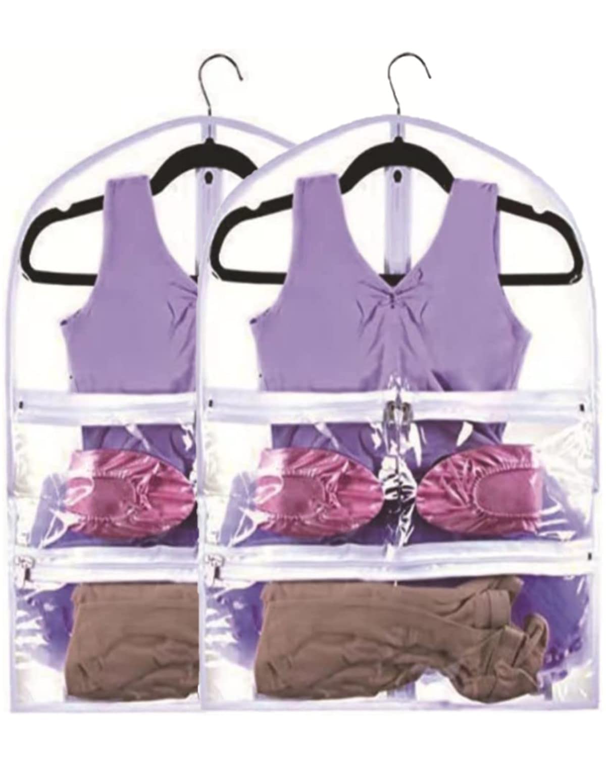 **Clear Kids Dance Garment Bag - 35 Inch Waterproof PVC Hanging Clothes Organizer with 3 Pockets for Dance Costumes, Sports, Skating, Theatre & Beauty Pageants | Perfect for Travel, Storage & Competition Prep**