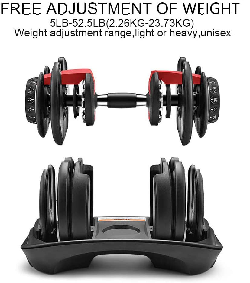 IMFit Adjustable Dumbbells 5-52.5lbs Set of 2 with Free Hand Grip - 15 Weight Settings, Space-Saving Design for Home Gym - Perfect for Strength Training, HIIT Workouts & Full-Body Exercises