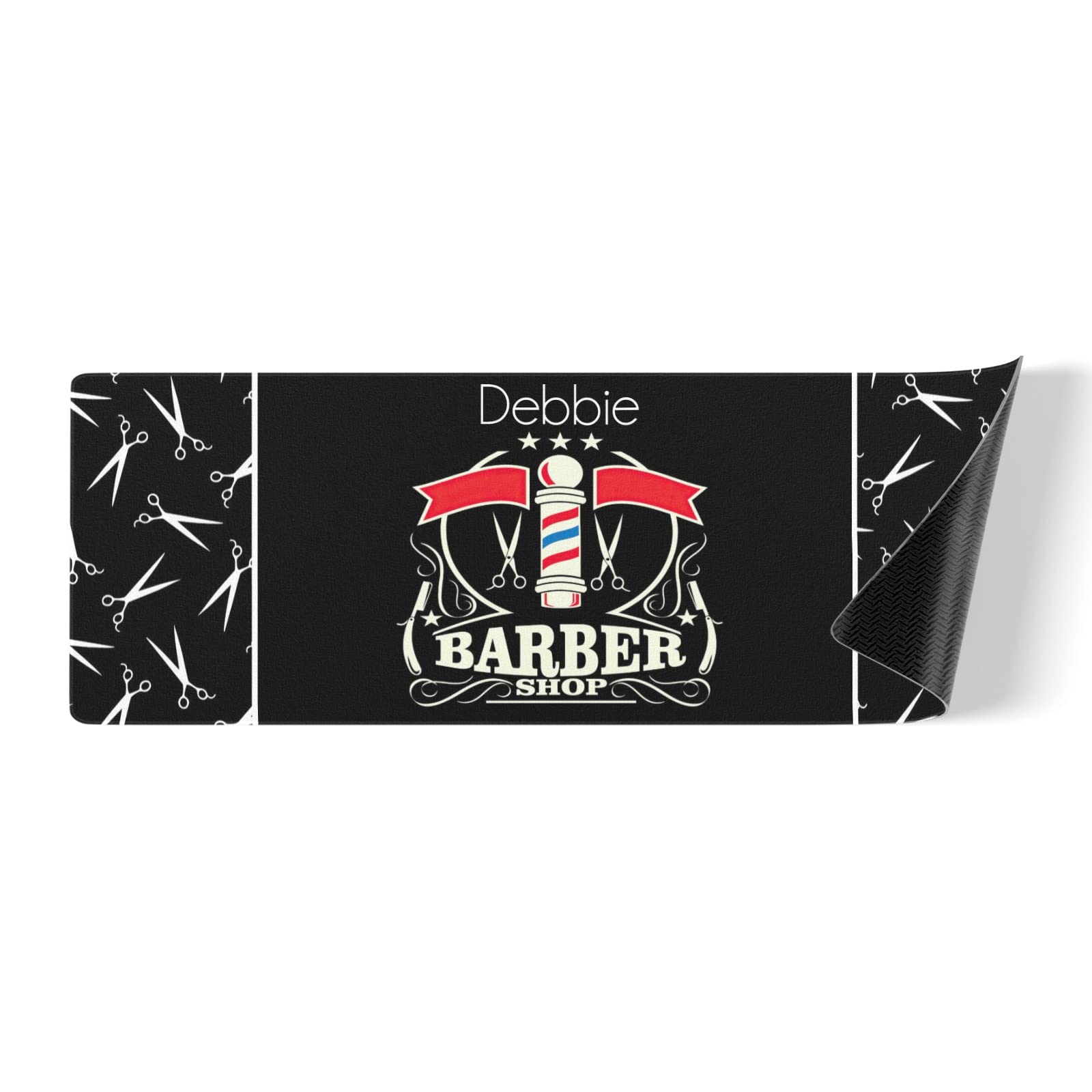 Custom Personalized Barber Shop Scissors Star Kitchen Mats - Non-Slip Indoor Outdoor Entrance Floor Mats & Area Rugs (48