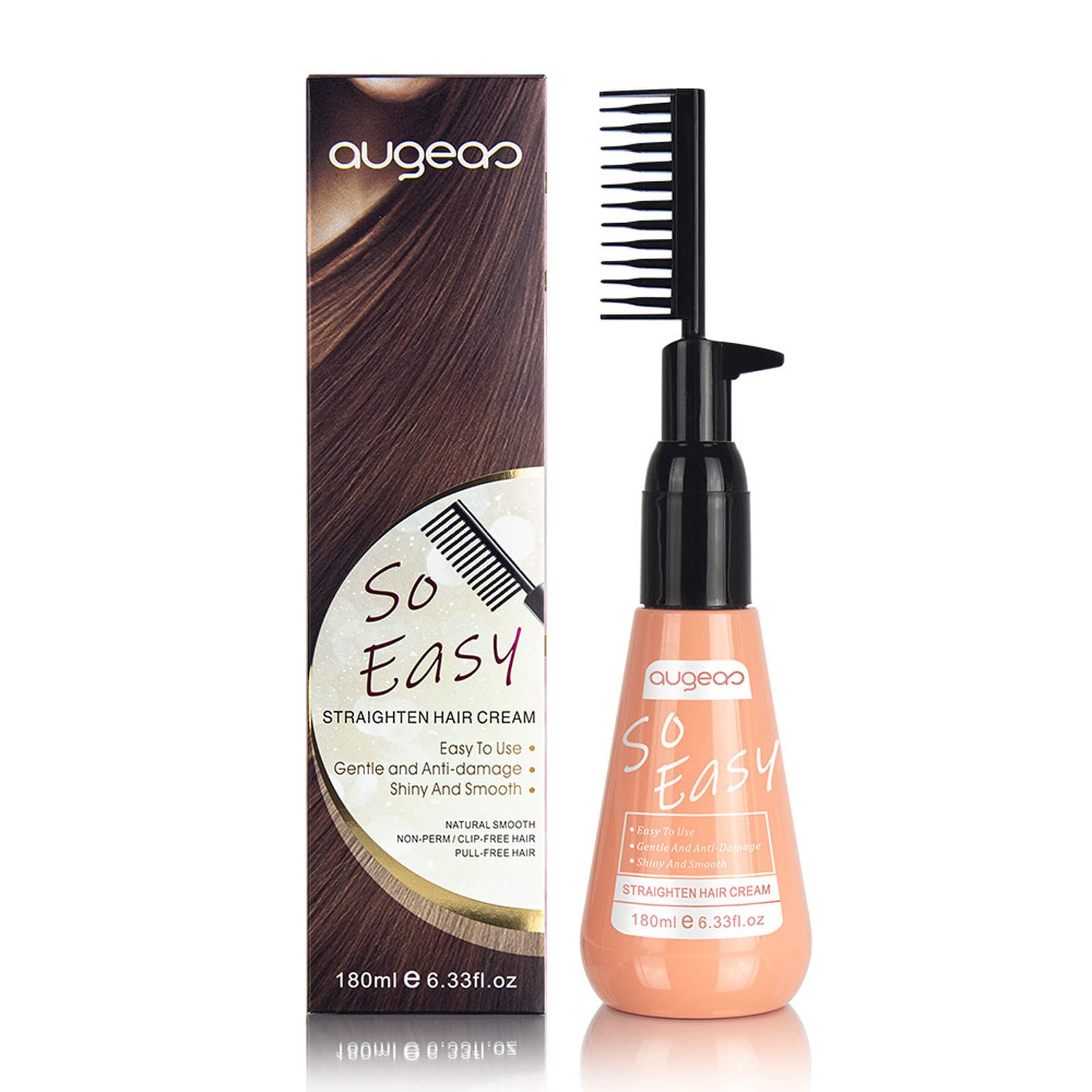 3-Second Hair Straightening Cream - 180ml Nourishing Heat Protectant with Collagen, Rose Oil & Plant Extracts | Reduces Damage from Flat Iron & Styling | For Smooth, Shiny Hair at Home or Salon