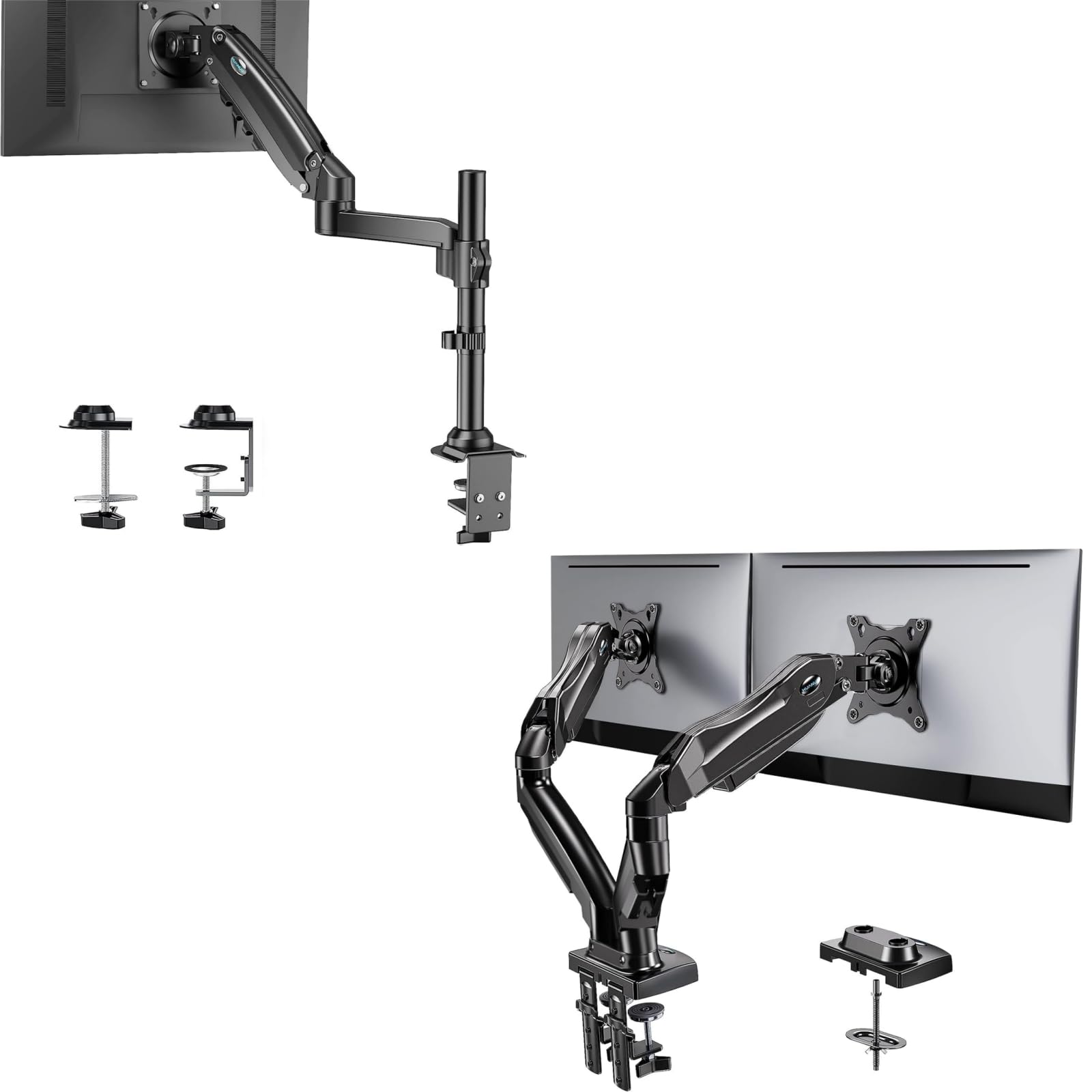 Adjustable Monitor Stand with Swivel & VESA Mount - Fits 13 to 30 Inch Screens, C Clamp & Grommet Base for Home Office & Gaming Setup