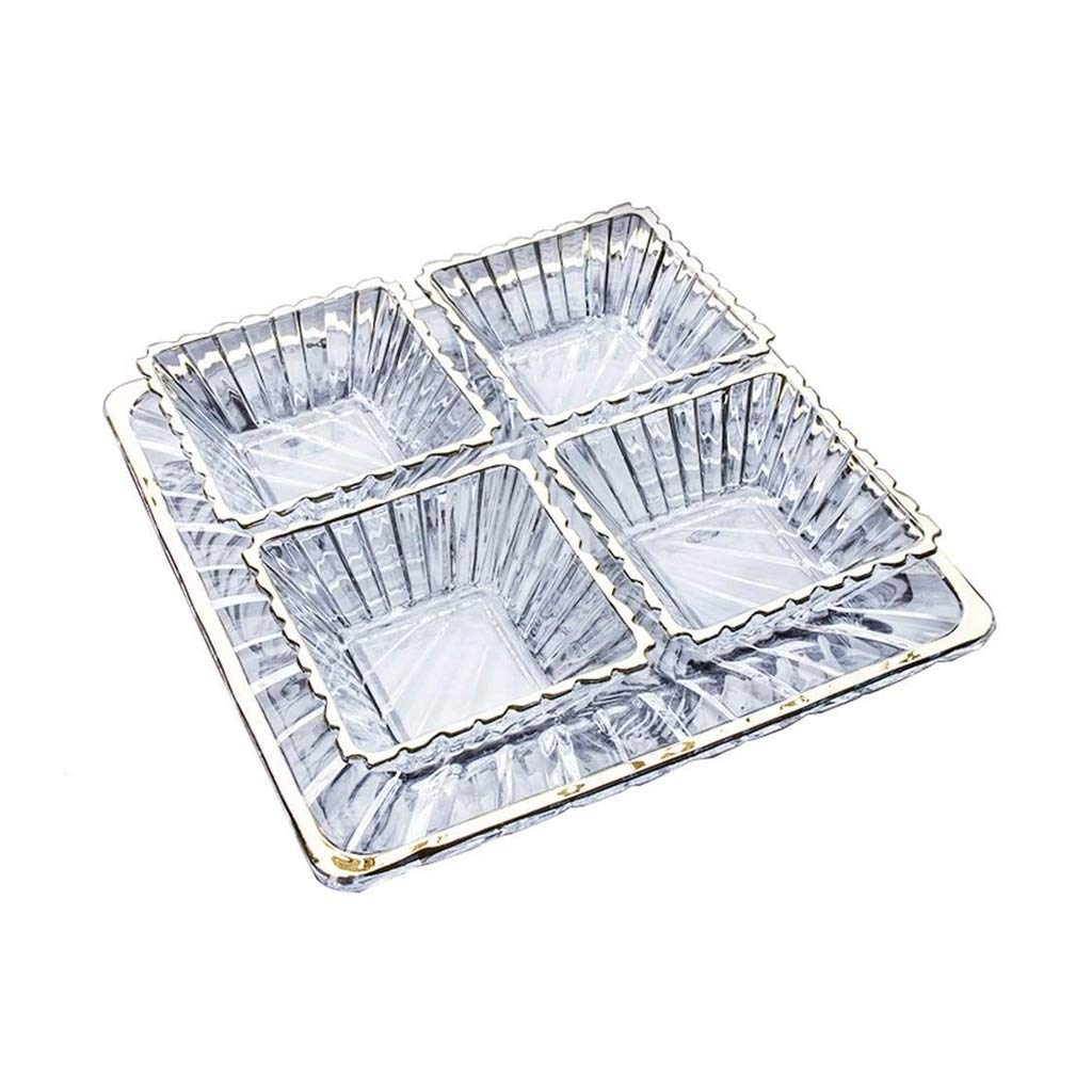 SHUUY Crystal Glass Fruit Plate - Elegant Divided Serving Tray for Fresh & Dried Fruits - Perfect for Living Room, Kitchen & Party Snack Display - Household Dining & Entertaining Essential