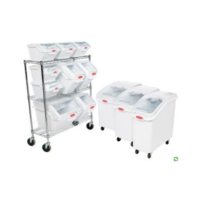 Rubbermaid Commercial Prosave Ingredient Mobile Bin Shelf Rack - Chrome Steel Storage Organizer for Kitchen, Home & Restaurant Use - Perfect for Pantry, Food Prep Areas and Commercial Kitchens
