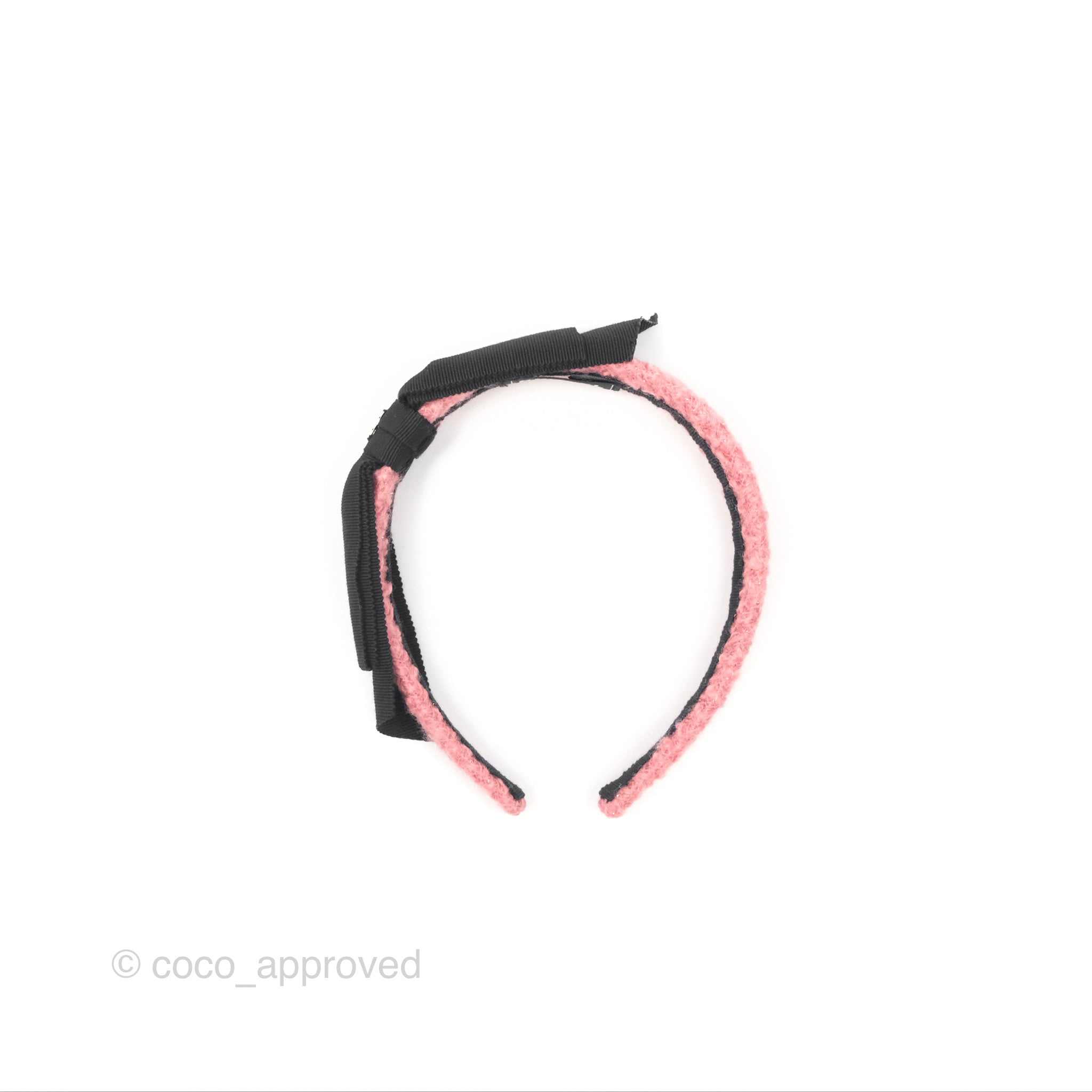 Chanel Black CC Silk Ribbon Bow Tweed Hair Band Pink 22B - Luxury Hair Accessory for Women, Perfect for Weddings, Parties & Special Occasions
