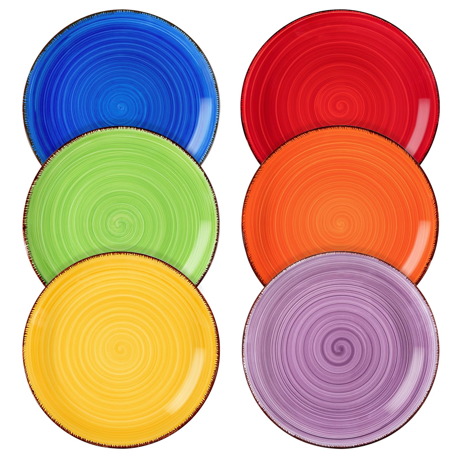 Vancasso Bonita Multicolor 7.5 Inch Ceramic Salad Plates Set of 6 - Microwave & Dishwasher Safe Appetizer Dessert Plates for Party, Wedding, Picnic & Daily Dining