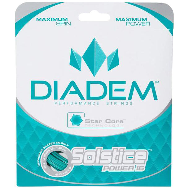 Diadem Solstice Power 16/1.30 Tennis String - Teal Color | High-Performance Polyester String for Tennis Rackets | Perfect for Competitive Play & Tournament Matches