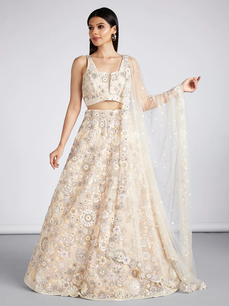 Elegant Heavy Sequined Mirror Embroidery Lehenga Choli (D344A) - Perfect for Weddings, Parties & Festive Occasions
