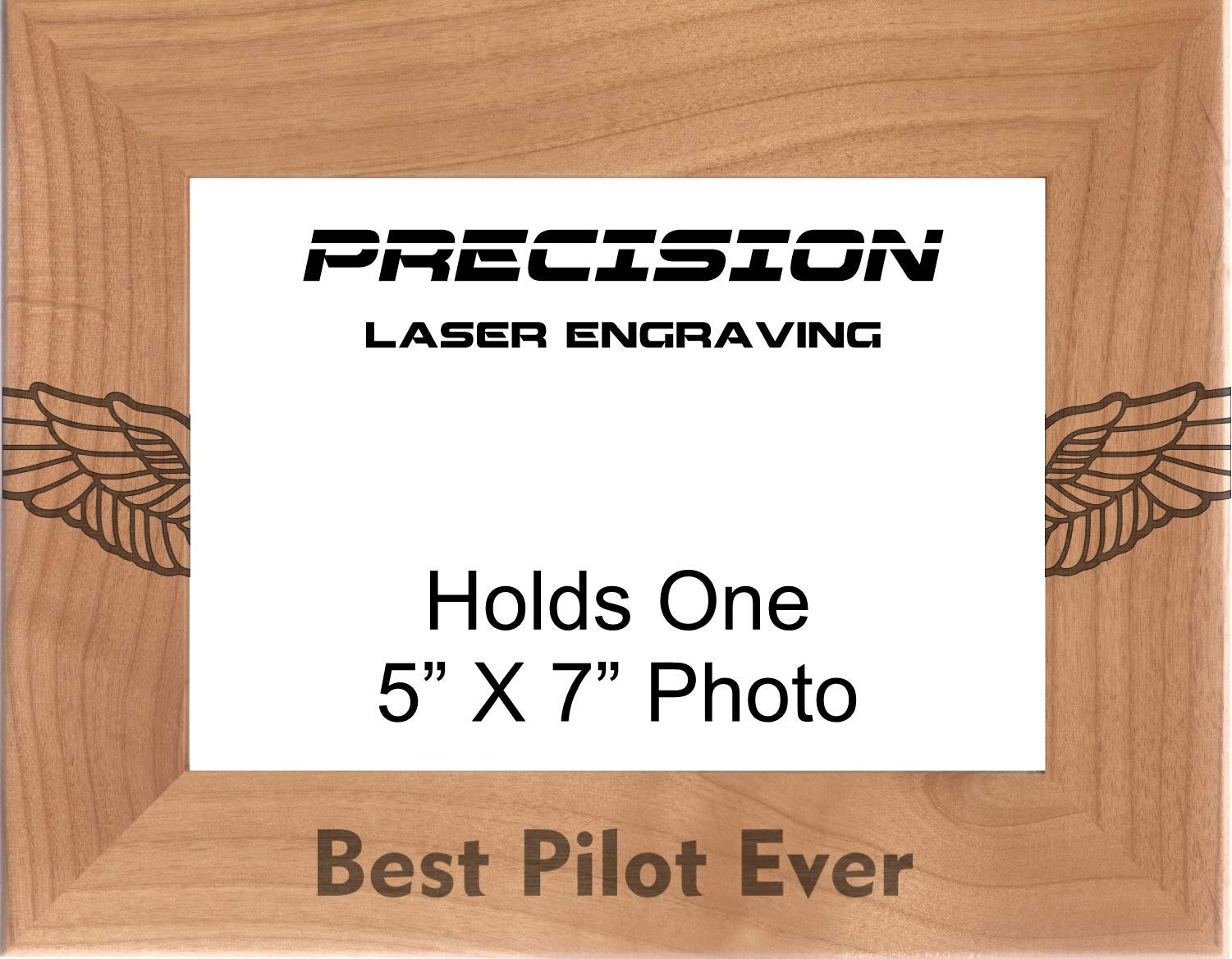 Best Pilot Ever - Engraved Natural Wood Picture Frame with Wings - Perfect for Aviation Enthusiasts, Office Decor & Gift Ideas
