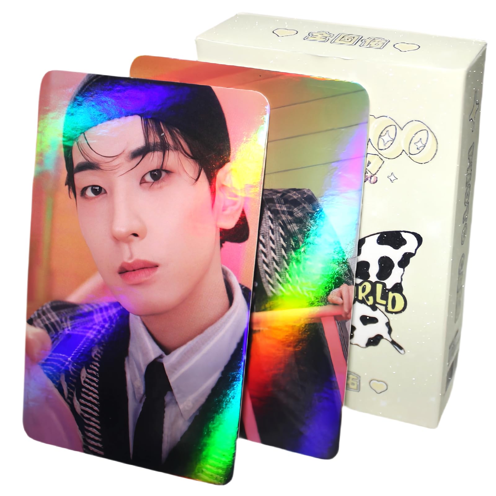 PYAJUU Kpop Seventeen Laser Photocard Set - 50PCS Holo Effect Lomo Cards with Wonwoo Design | Perfect for Fans, Birthday Gifts & Party Decorations | Ideal for Kpop Collections, Room Decor & Fan Meetings