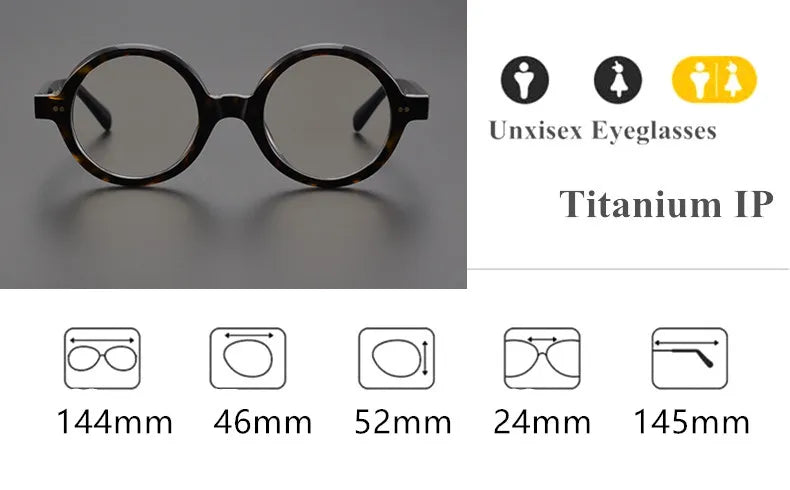 Aimee Unisex Full Rim Round Acetate Eyeglasses 191028 - Lightweight & Durable Frame for Men & Women - Perfect for Reading, Working & Daily Wear
