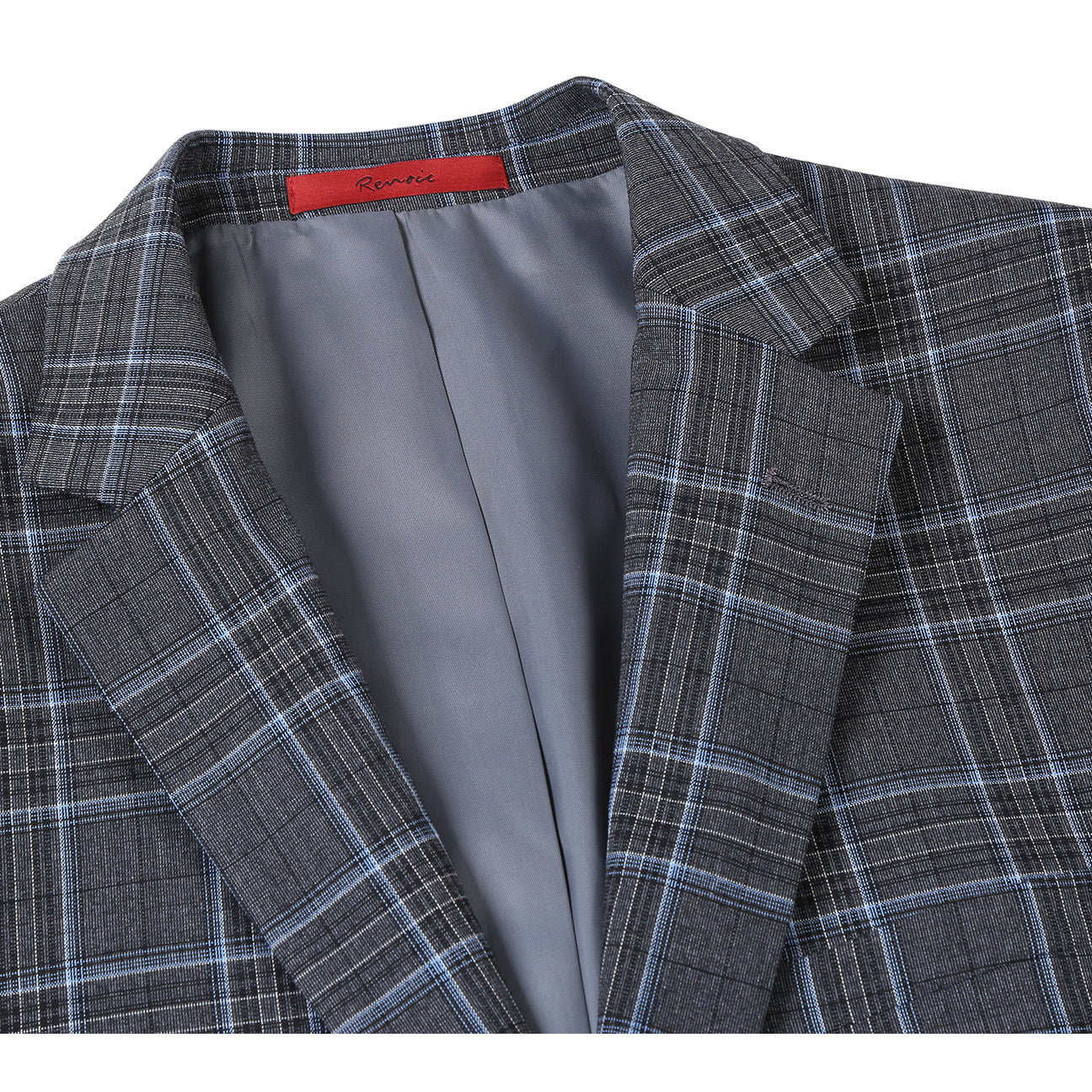 Alessandro Vitello by Renoir Gray Slim Fit Checked Suit for Men - Classic Gray Plaid Business Attire (Size 28) | Perfect for Office, Weddings & Formal Events