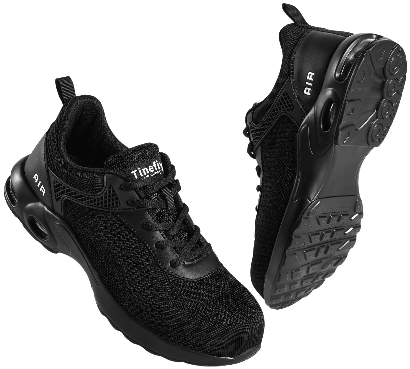 Tinefiy Steel Toe Shoes for Men & Women - Lightweight Air Cushion Safety Sneakers with Slip-Resistant Work Design - Durable Safety Toe Tennis Shoes for Construction, Warehouse & Outdoor Work