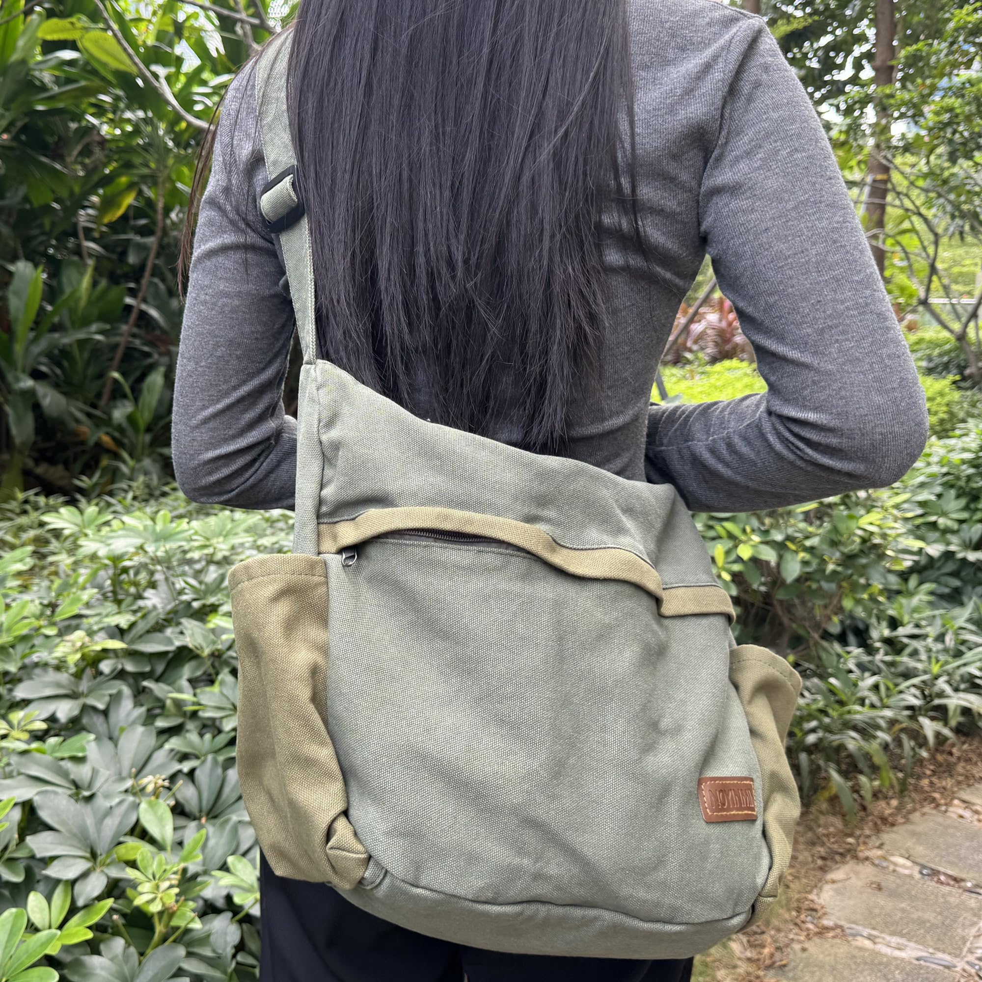 Large Canvas Messenger Bag for Men & Women - Multi-Pocket Crossbody Shoulder Tote Laptop Bag - Perfect for Work, Travel & Daily Commute
