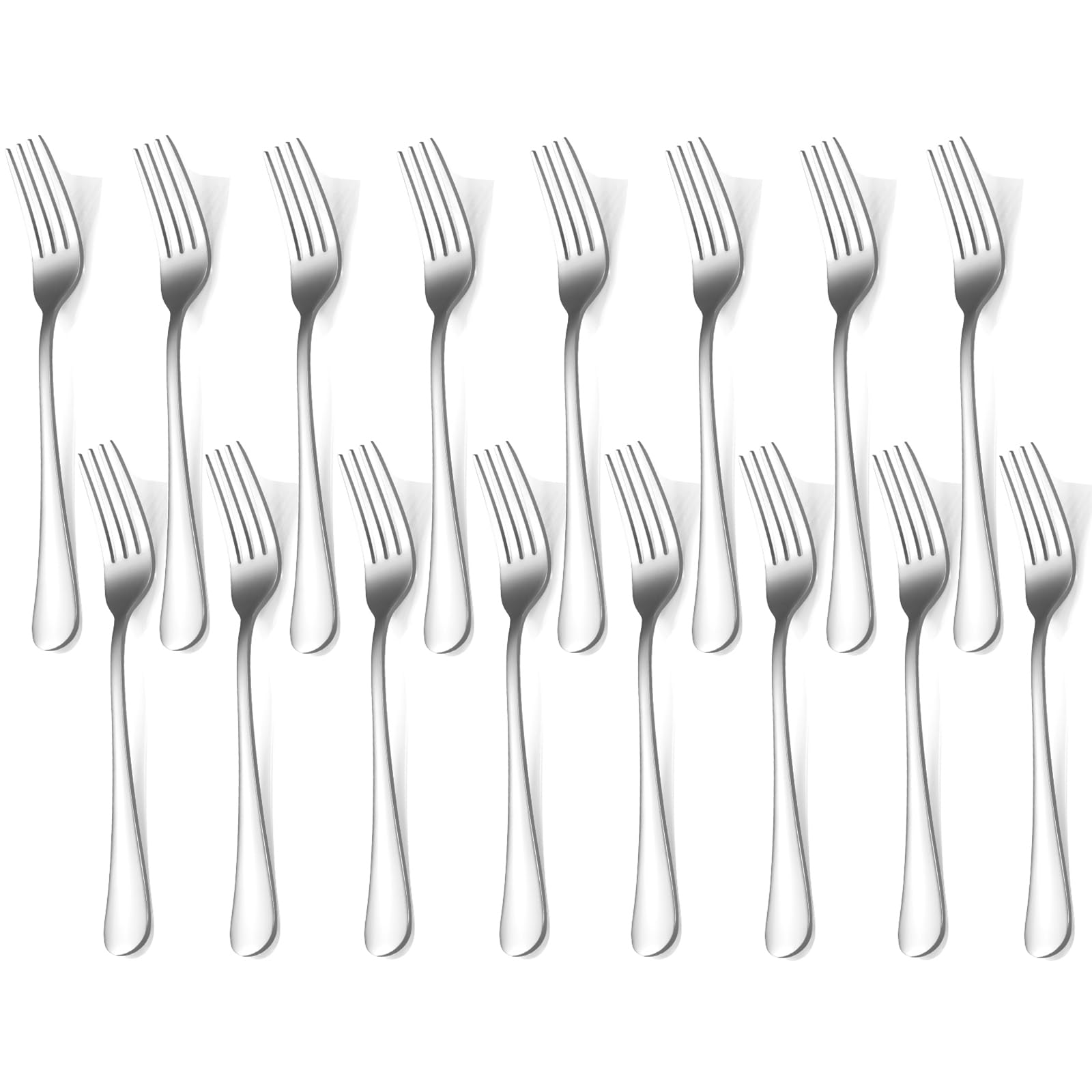 16-Piece Stainless Steel Dinner Fork Set - 8 Inch Silver Cutlery for Home & Restaurant Use - Dishwasher Safe Flatware - Perfect for Dining, Parties, Catering & Everyday Meals