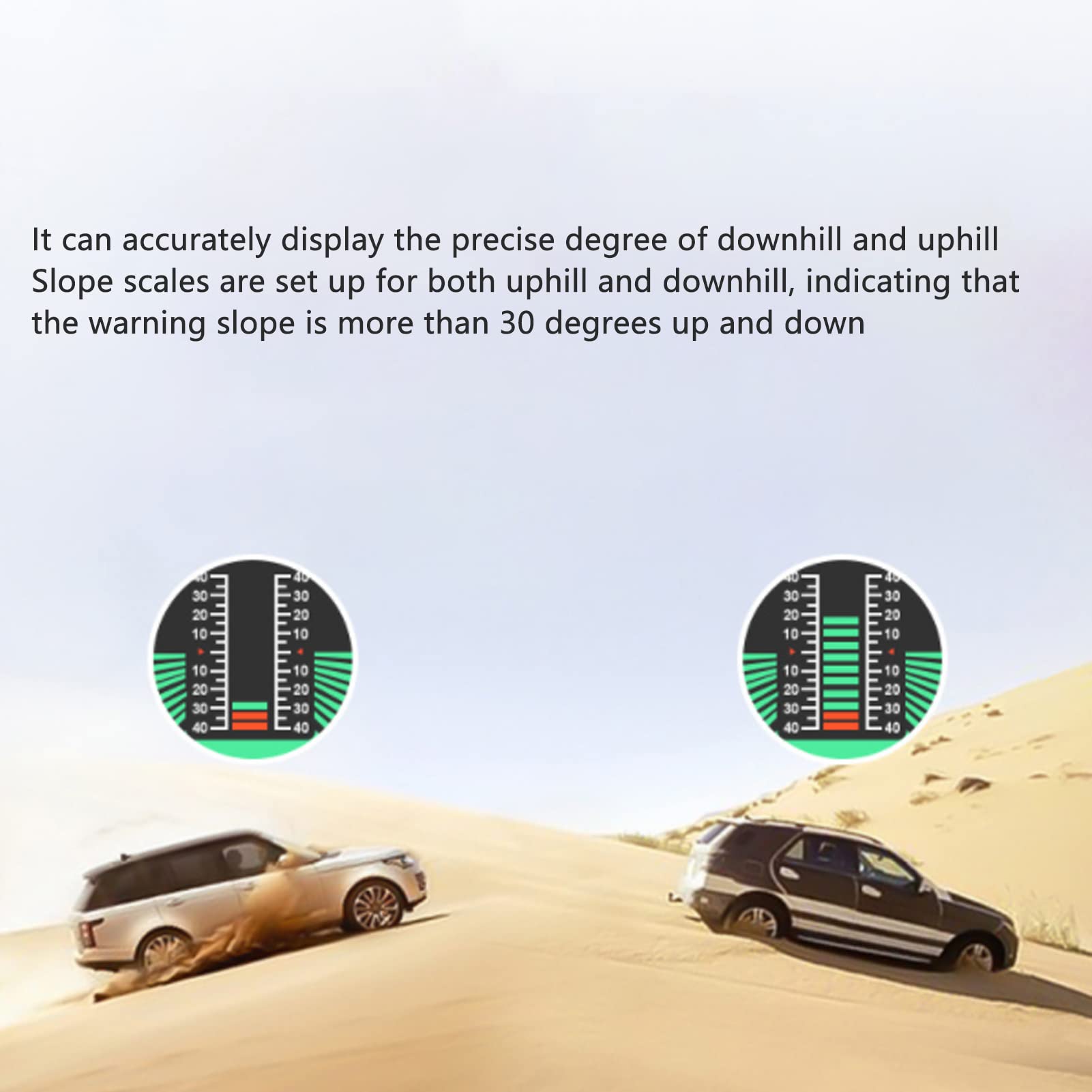Digital Car Inclinometer - Vehicle Tilt Gauge with HUD Display for Off-Road & 4x4 Trucks | Accurate Slope & Angle Measurement for Adventure, Camping & Off-Roading