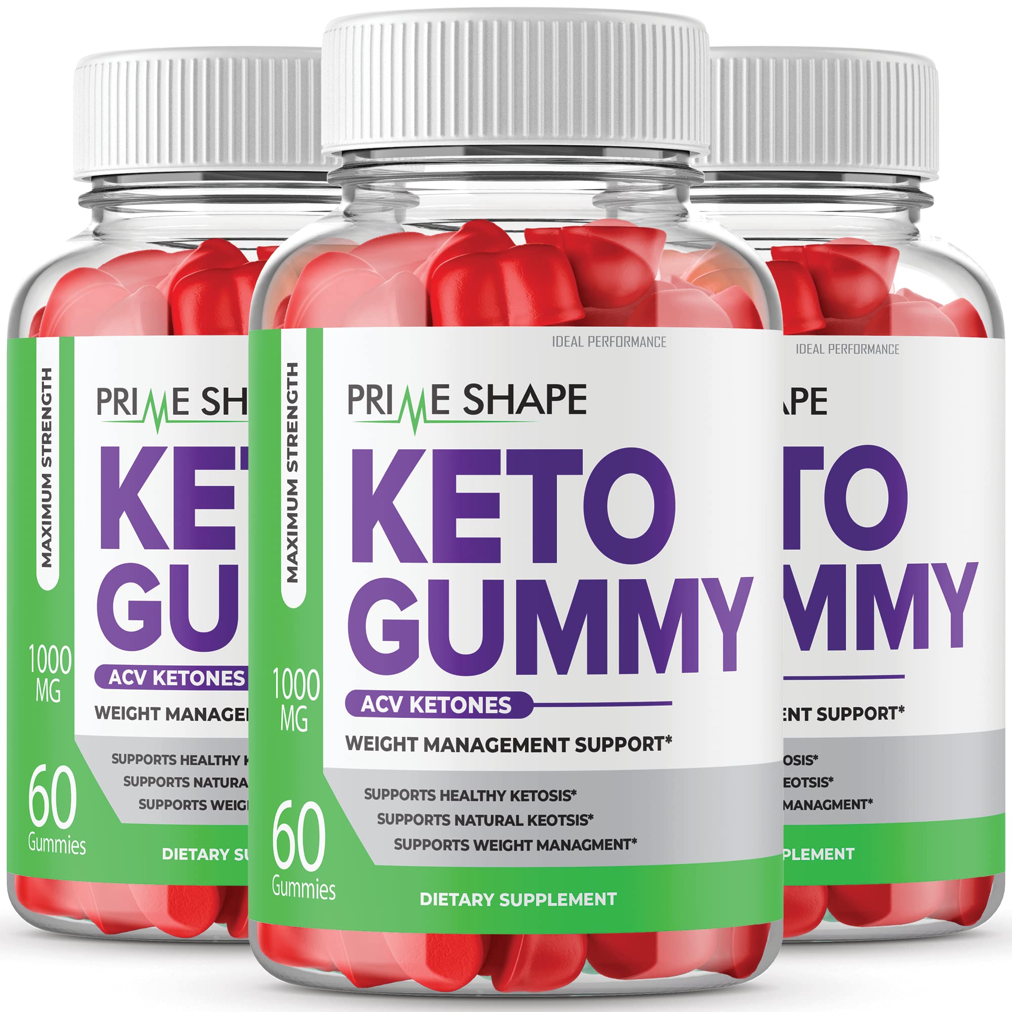 Prime Shape Ketos Gummies (3 Pack) - Apple Cider Vinegar ACV Keto Gummy Supplement - 180 Count - Supports Weight Management & Energy Boost - Perfect for Keto Diet & Healthy Lifestyle
