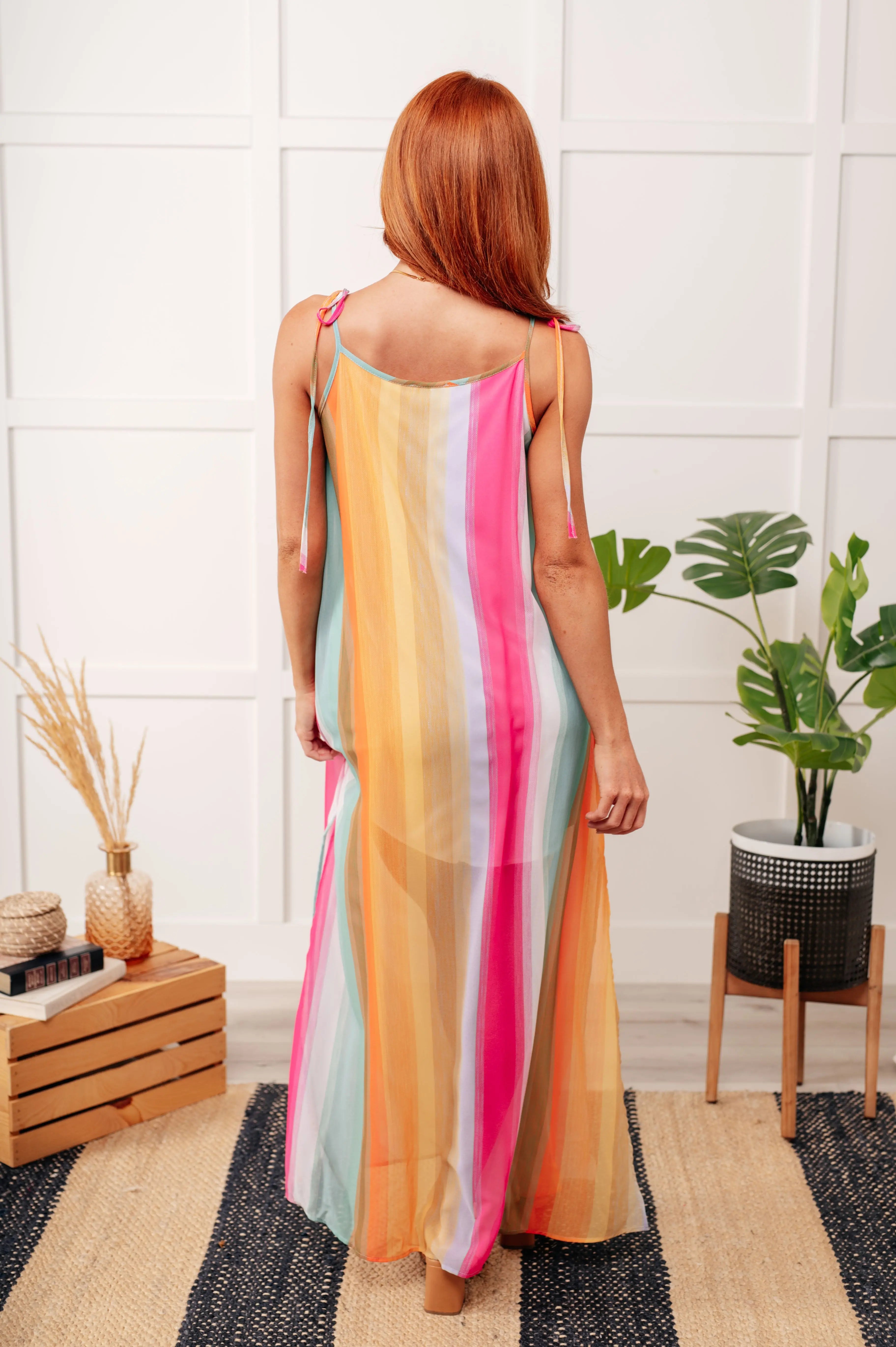 Beyond the Horizon Shoulder Tie Summer Dress - Flowy Beach Dress for Women, Boho Chic Sundress with Adjustable Straps, Perfect for Vacations, Pool Parties & Date Nights