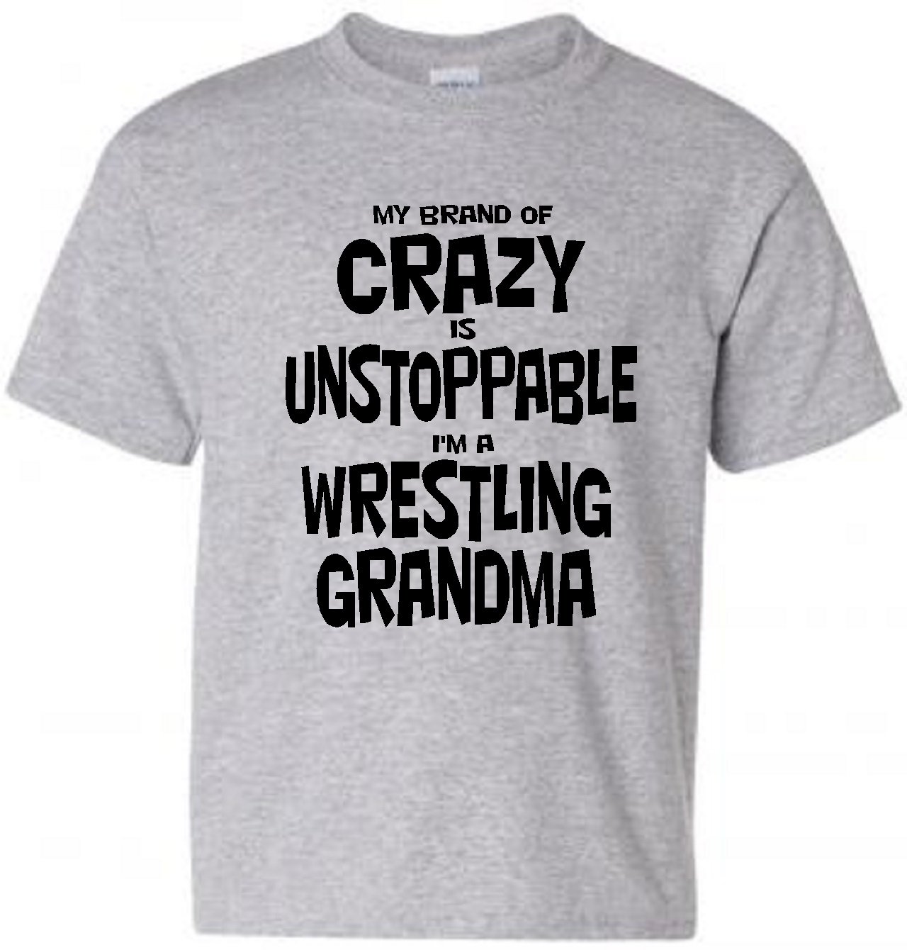 Funny Wrestling Grandma Graphic T-Shirt - Cool & Unique Gray Tee for Wrestling Fans - Perfect for Gifts, Cosplay & Casual Wear