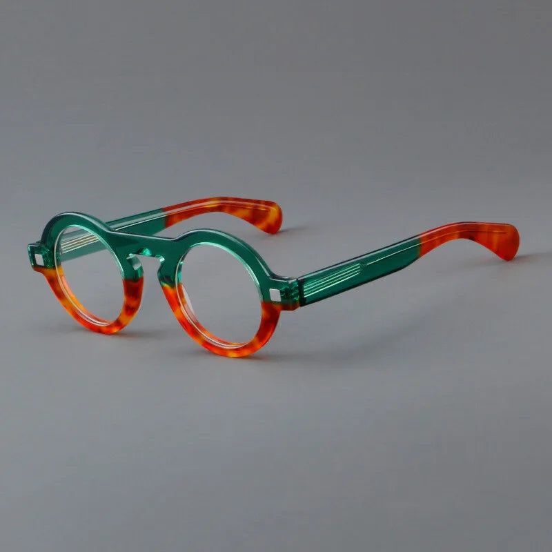 CCspace Unisex Full Rim Round Thick Acetate Eyeglasses Frame 301598 - Stylish & Durable for Men & Women - Perfect for Reading, Work, and Fashion Accessories