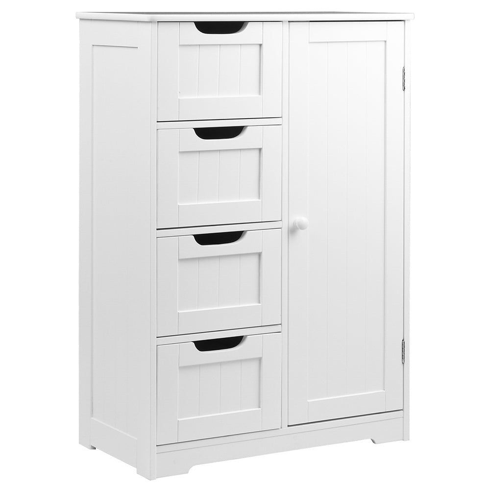 White Artiss Bathroom Storage Cabinet with Drawers - Perfect for Organizing Toiletries, Makeup & Essentials in Small Bathrooms